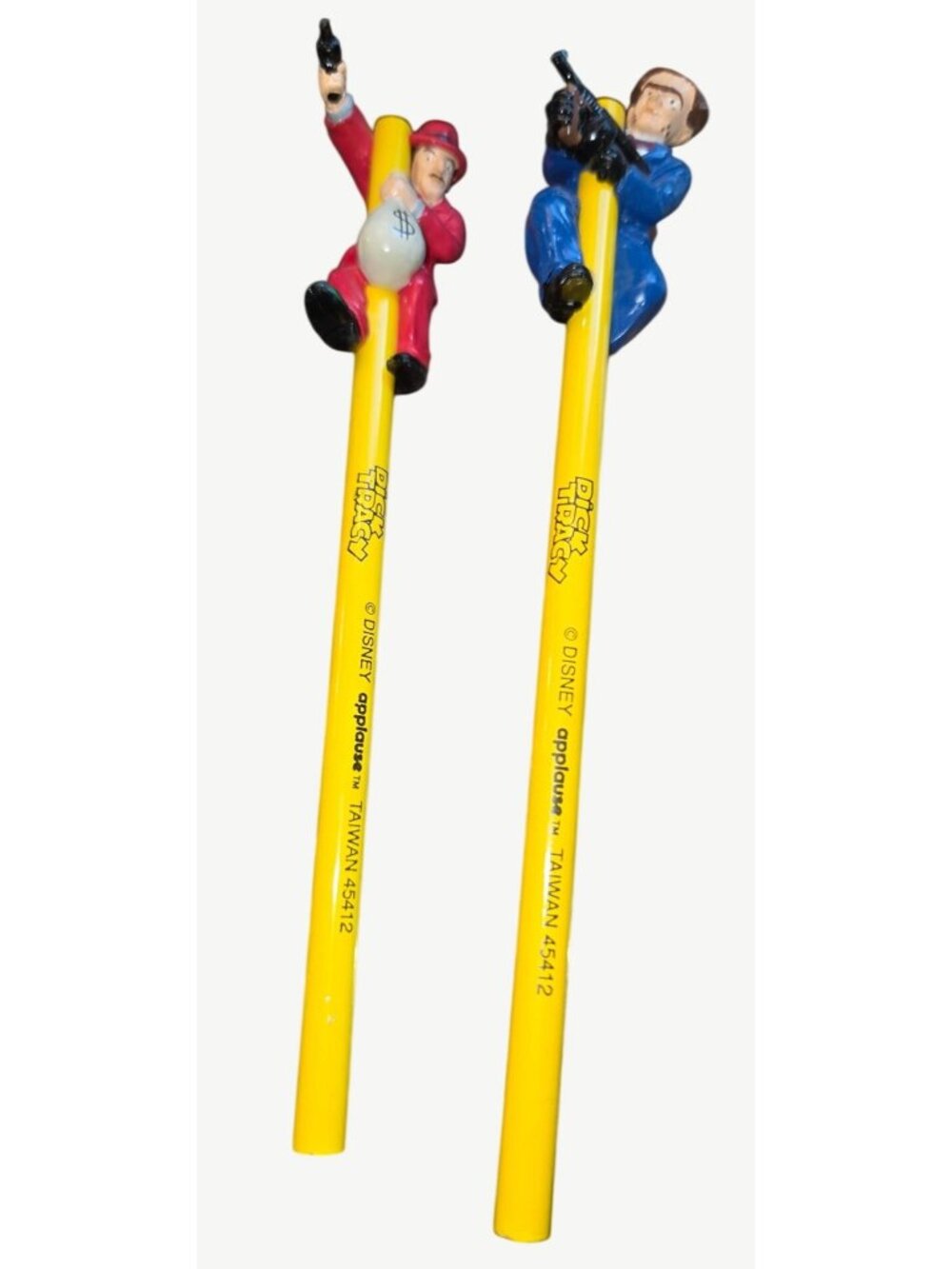 Disney Dick Tracy Applause Vintage Pencils With Figurines Yellow Collectibles Se